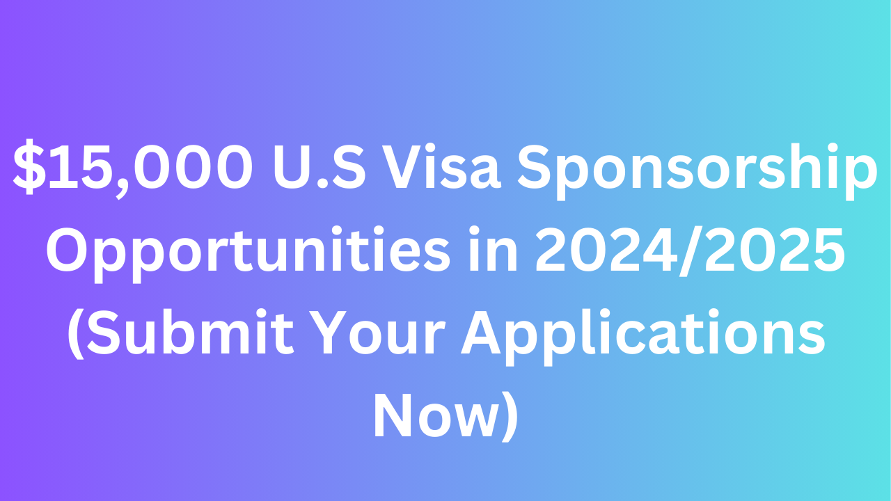 $15,000 U.S Visa Sponsorship Opportunities in 2024/2025 (Submit Your Applications Now)